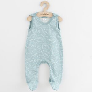 baby romper - dino mint - maat 56 (0-3 maanden) - mouwloos