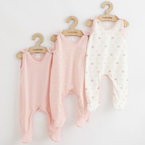 Rompers - 3-delig - Roze en wit - 100% katoen - Babykleding