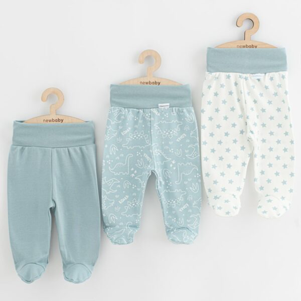 Babybroeken - Effen blauw - Patroon met dinosaurussen - Sterrenpatroon