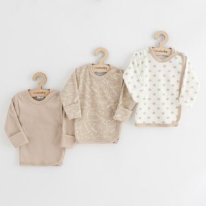 Babykleding - 3-pack hemdjes - Beige - Dinosaurusmotief