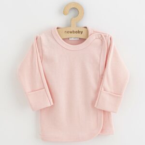 Babyshirt - Lichtroze - Katoen - Drukknopen - Mouwen omrolbaar