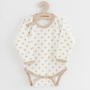 Baby body - Lange mouwen - Sterren beige - Maat 80 (9-12 maanden)