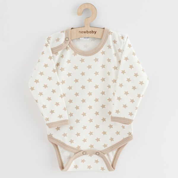 Baby body - Lange mouwen - Sterren beige - Maat 80 (9-12 maanden)