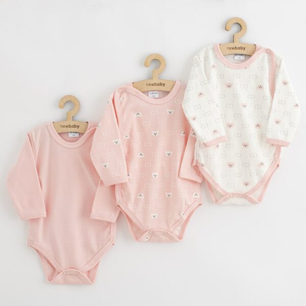 Babyrompertjes - 3 stuks - Maat 50 - Roze en wit met patroon