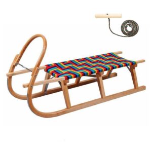 Klassieke houten slee 120 cm met trekkoord en glijders