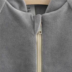 Baby sweatshirt - grijs - maat 68 (4-6 maanden) - suede met rits