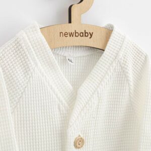 Babyvest - Wit - Geribbeld materiaal - Houten knopen - Maat 56 (0-3 maanden)