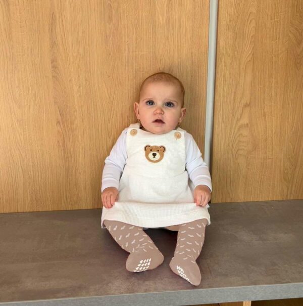 Babyjurk - Wit - Geborduurde teddybeer - Maat 62 (3-6 maanden) - Afbeelding 4