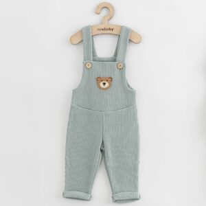 Babykleding - Overall - Lichtgroen - Geribbelde stof - Borduurwerk beertje