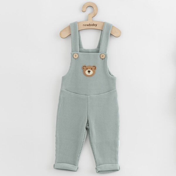 Babykleding - Overall - Lichtgroen - Geribbelde stof - Borduurwerk beertje