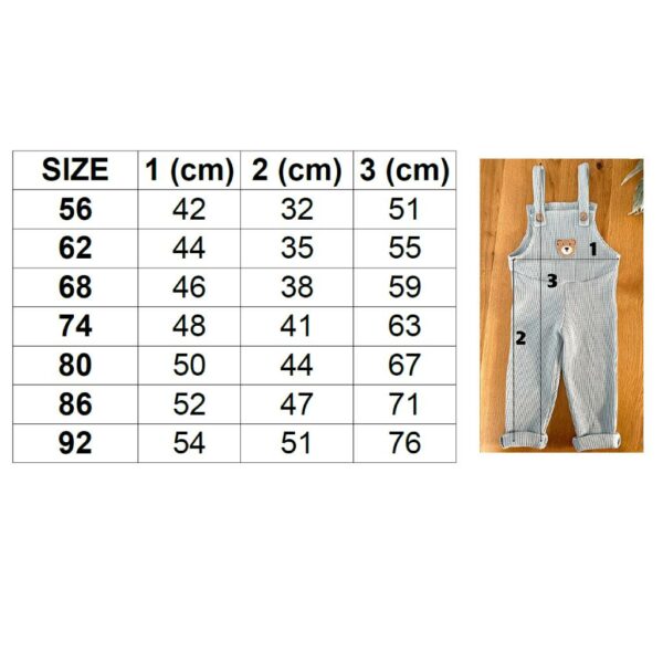 Kinderbroek - Blauwe bretels - Berenkop applicatie - Maat 56 (0-3m) - Afbeelding 2