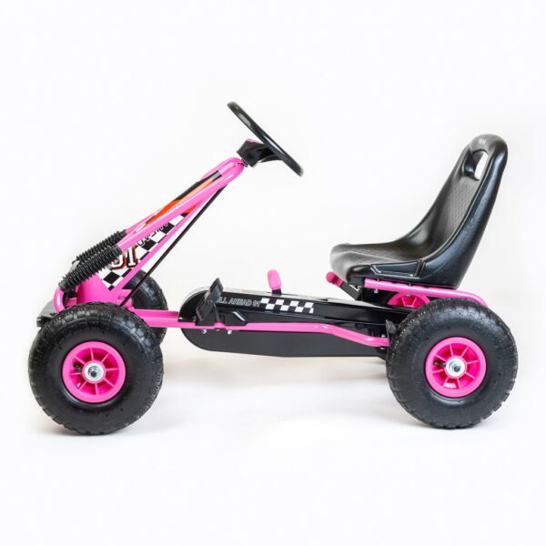 Go-kart Roze met Zwart & Oranje - Ergonomische Skelter