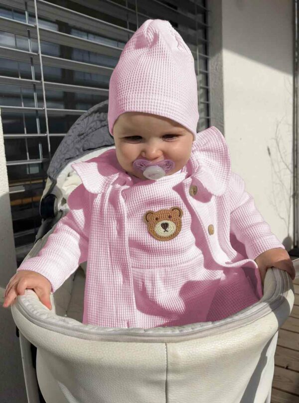 Baby Muts - Katoen - Wafelpatroon - Wit - Maat 92/98 - Babyhoofddeksel - Afbeelding 3