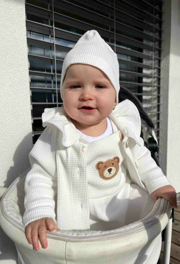 Baby Muts - Katoen - Wafelpatroon - Wit - Maat 92/98 - Babyhoofddeksel - Afbeelding 4