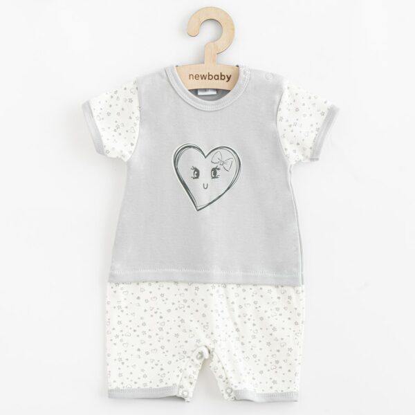 Baby romper - kortemouwen - zomer - maat 80 - grijs-wit