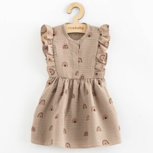Kinderjurk - Katoen - Beige - Regenboog - Maat 74 (6-9 maanden)