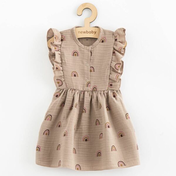 Kinderjurk - Katoen - Beige - Regenboog - Maat 74 (6-9 maanden)