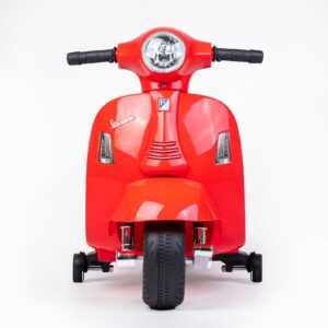 Vespa Kinder Scooter rood - Elektrisch met Zijwieltjes