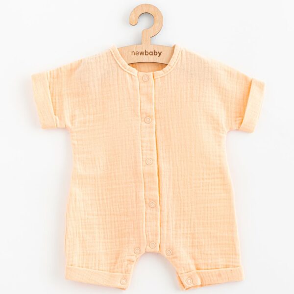 Babykleding - Rompertje - Korte mouwen - Katoen stof - Perzikkleur