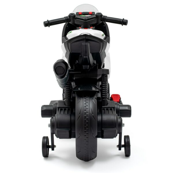 Elektrische motorfiets - Wit met zwart - Steunwielen - Afbeelding 2