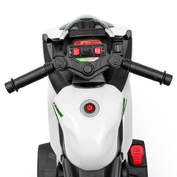 Elektrische motorfiets - Wit met zwart - Steunwielen - Afbeelding 3