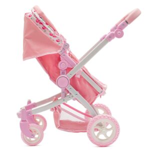 Roze 2-in-1 Poppenwagen met Verstelbare Kap