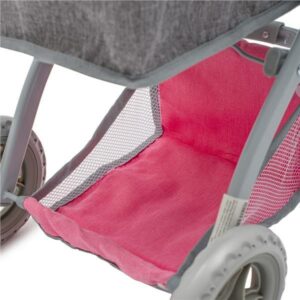 Poppenwagen 2-in-1 mGrijs et Roze Accenten
