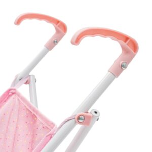 Vouwbare Roze Poppenbuggy met Stippen - Lichtgewicht