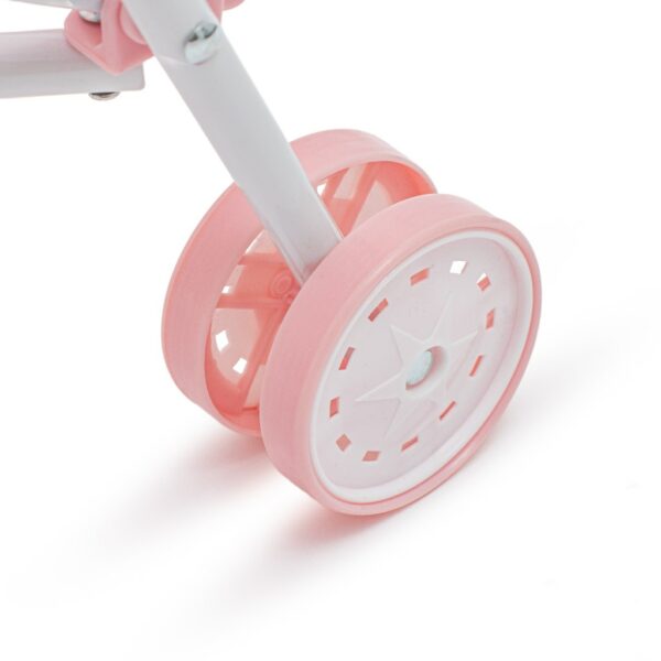 Vouwbare Roze Poppenbuggy met Stippen - Lichtgewicht - Afbeelding 3