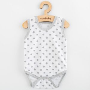 Baby bodysuit - Mouwloze romper - Grijze sterretjes - OEKO-TEX gecertificeerd