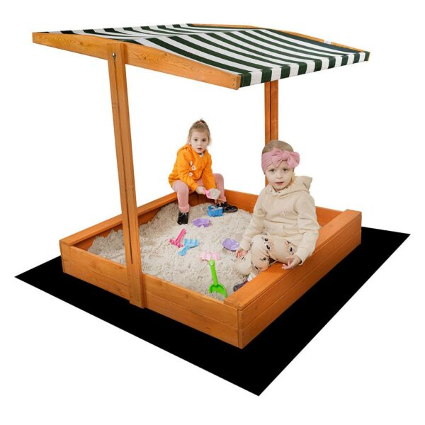 Houten zandbak 120x120 cm met luifel - groen-wit