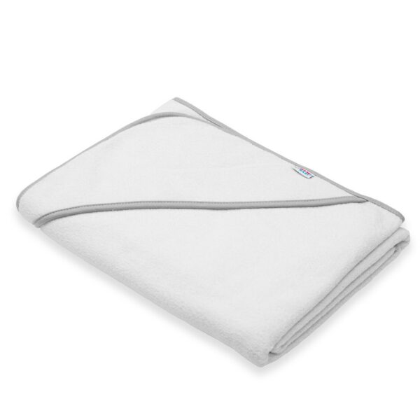 BASIC baby badcape met capuchon 100x100 cm wit-grijs – zacht en absorberend - Afbeelding 3