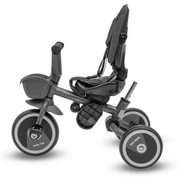 5-in-1 RELAX Driewieler Grijs – Verstelbaar, 360° Draaibaar Zitje en Duwstang - Afbeelding 2