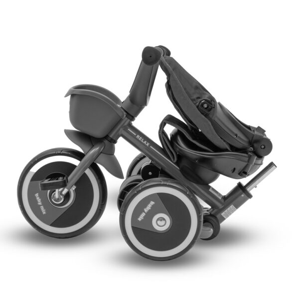 5-in-1 RELAX Driewieler Grijs – Verstelbaar, 360° Draaibaar Zitje en Duwstang - Afbeelding 3