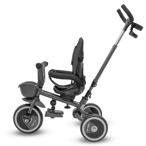 5-in-1 RELAX Driewieler Grijs – Verstelbaar, 360° Draaibaar Zitje en Duwstang - Afbeelding 4