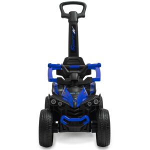 Blauwe/Zwarte Loopauto Quad Design met Duwstang