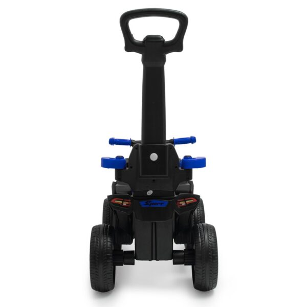 Blauwe/Zwarte Loopauto Quad Design met Duwstang - Afbeelding 2