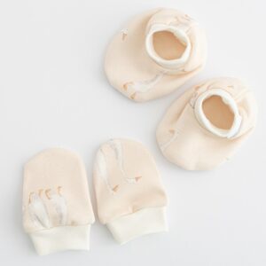 babyset - wantjes en slofjes - katoen - schattige ganzen