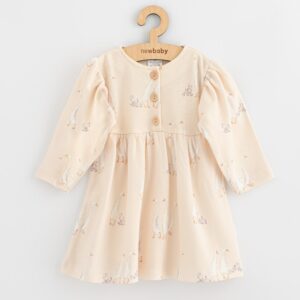 Babyjurk - Lange Mouwen - Zacht Beige - Gansenpatroon - 100% Katoen
