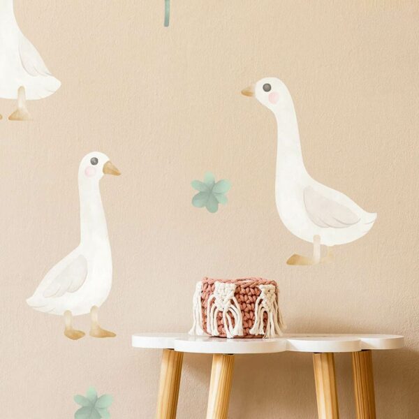Muurstickers ganzen en klavers - boho wanddecoratie - Afbeelding 2