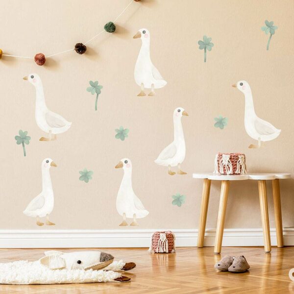 Muurstickers ganzen en klavers - boho wanddecoratie - Afbeelding 3