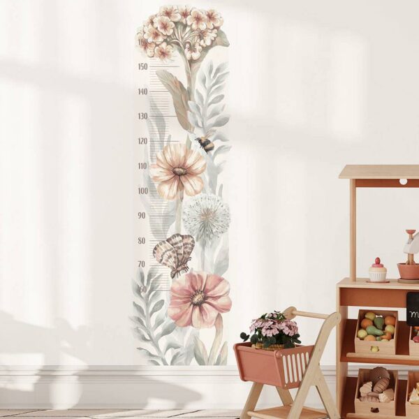 Muursticker groeimeter bloemen -Wanddecoratie - Afbeelding 2