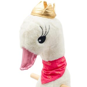 Schommelstoel Zwaan - Pluchen Roze - Goudkleurige Kroon