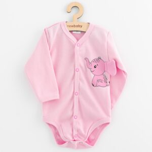Babyromper - Lange mouwen - Roze - 3D-oren olifant - 100% katoen