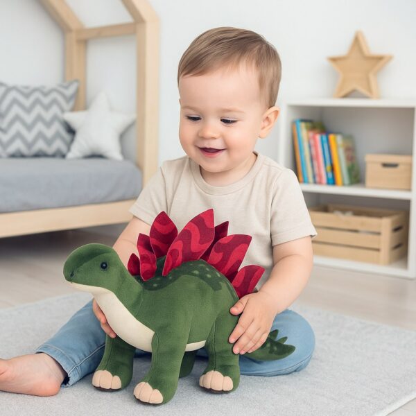 Pluche Stegosaurus Knuffel - Groene Dino 38 cm - Afbeelding 3