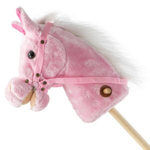 Rosie Pluche Roze Stokpaard met Wielen en Geluid
