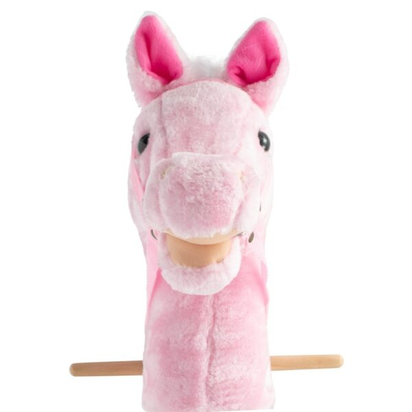Rosie Pluche Roze Stokpaard met Wielen en Geluid - Afbeelding 2