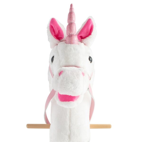 Nia - Stokpaard Eenhoorn - Pluche Wit Paardenhoofd - Met Wielen - Afbeelding 2
