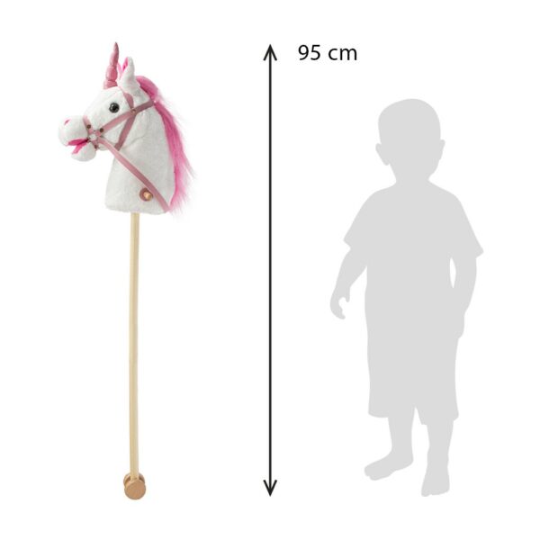 Nia - Stokpaard Eenhoorn - Pluche Wit Paardenhoofd - Met Wielen - Afbeelding 5