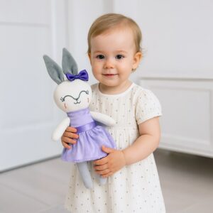 Pluchen speelgoedkonijn Grijs met lila jurkje - Knuffel